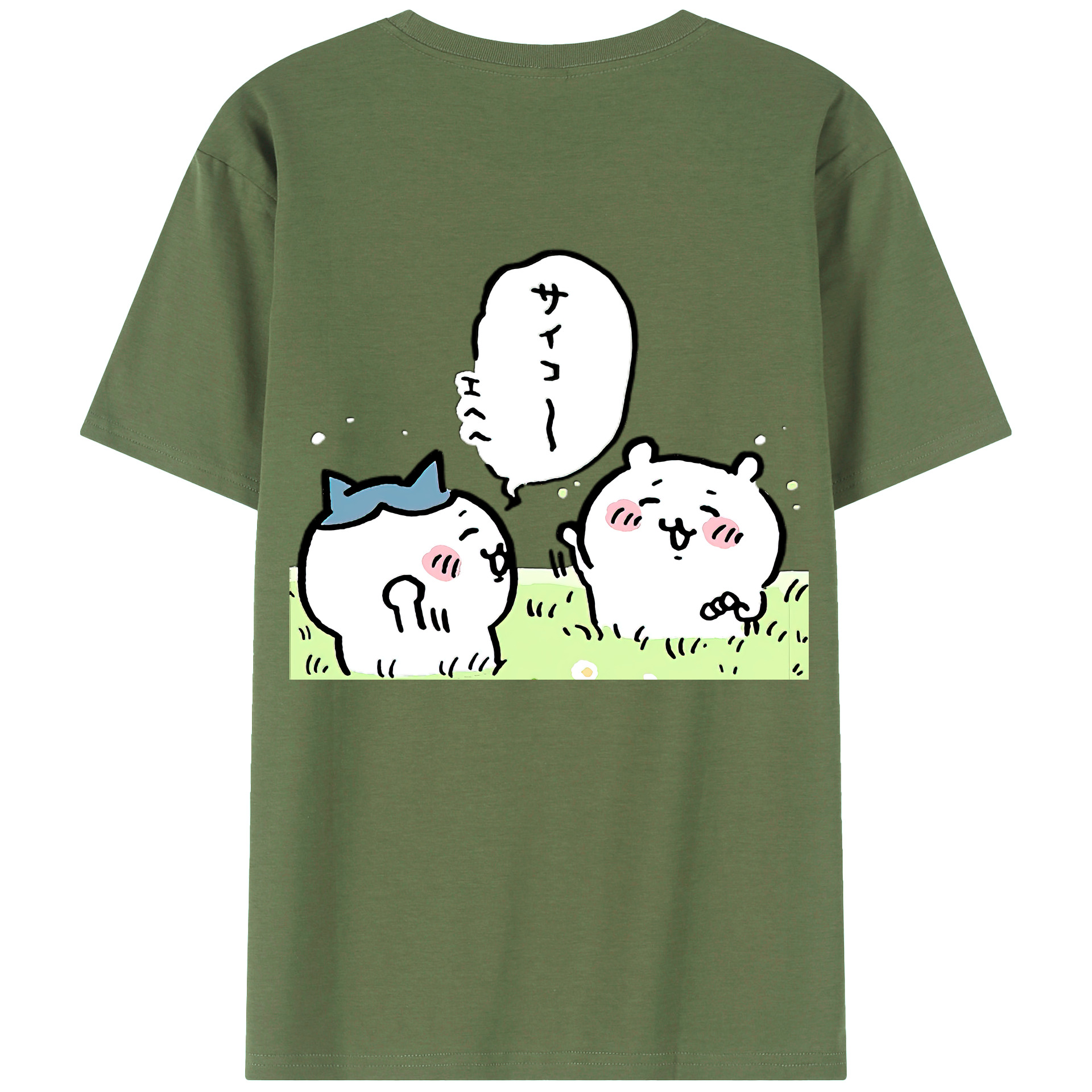 （画像用） ちいかわ ちいかわ Chii-kawa chiikawa 綿100％ メンズ半袖Tシャツ（バックプリント） 通気性
